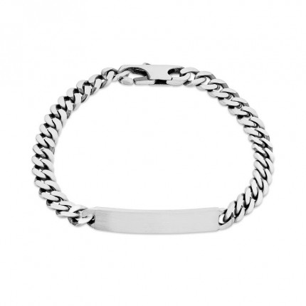 Pulseira em prata "lembra-te de mim" com elo plano 18 cm