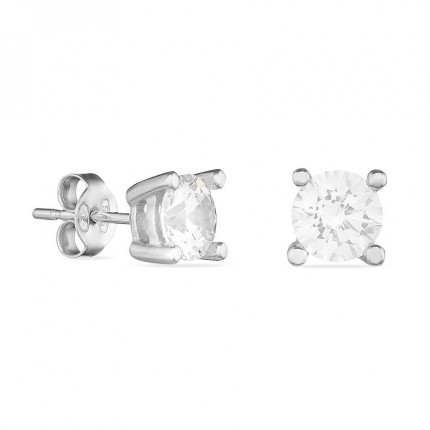 Brincos em prata com zircónia redonda de 4 mm