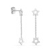 Brincos em prata com fio  longa e estrelas
