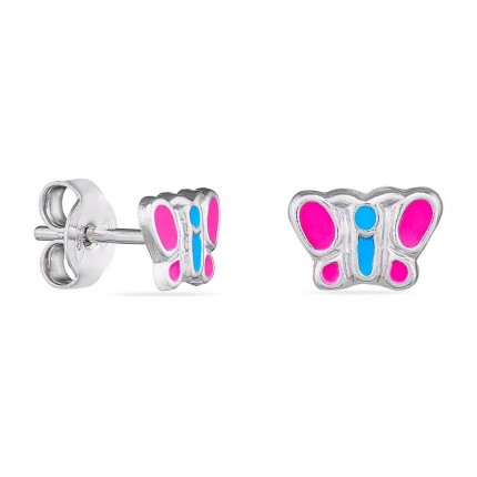 Pendientes de plata con mariposa esmaltada