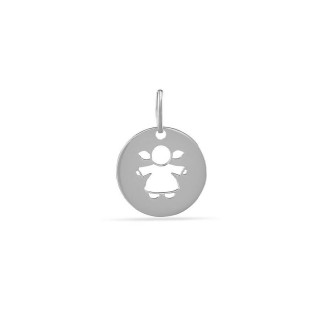 Colgante de plata chapa redonda con niña