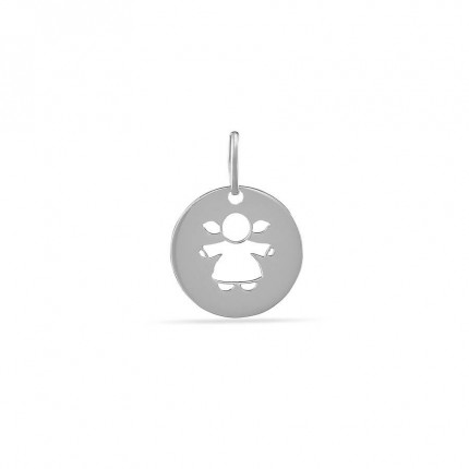 Colgante de plata chapa redonda con niña
