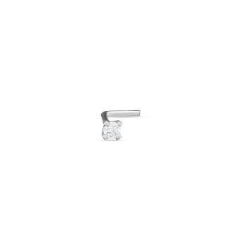Piercing para nariz em ouro branco 18K com diamante 0.03 ct haste reta