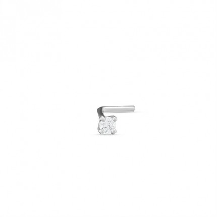 Piercing para naríz de oro blanco 18K con diamante 0.03 ct barra recta
