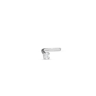 Piercing para naríz de oro blanco 18K con diamante 0.01 ct