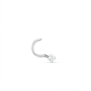 Piercing para naríz de oro blanco 18K con circonita
