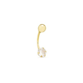 Piercing para ombligo de oro amarillo 18K con circonita 6 mm