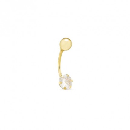 Piercing para ombligo de oro amarillo 18K con circonita 6 mm