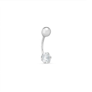 Piercing para ombligo de oro blanco 18K con circonita