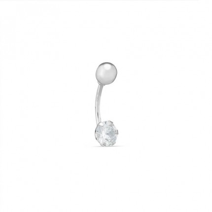 Piercing para ombligo de oro blanco 18K con circonita
