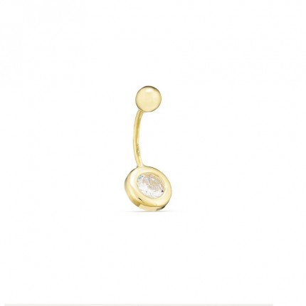 Piercing para ombligo de oro amarillo 18K con circonita