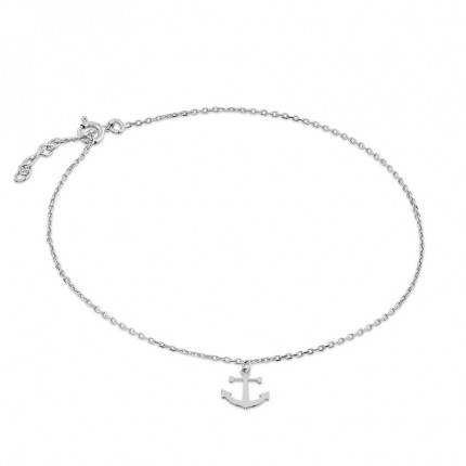 Tobillera de plata de 26 cm colgante ancla