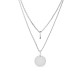 Collar de plata de 42 cm doble cadena 2 círculos