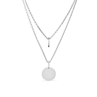 Collar de plata de 42 cm doble cadena 2 círculos