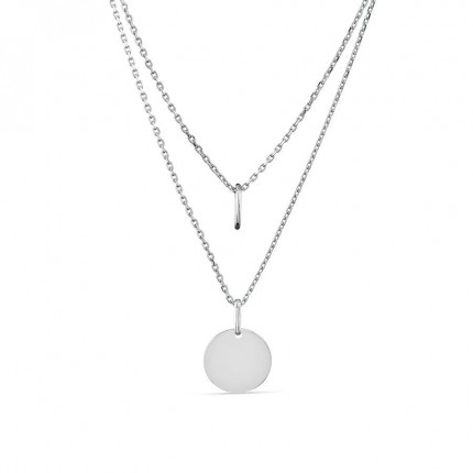 Collar de plata de 42 cm doble cadena 2 círculos
