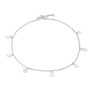 Tobillera de plata de 26 cm con 6 bolitas