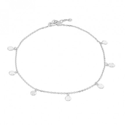 Pulseira para tornozelo em prata de 26 cm com 6 bolas
