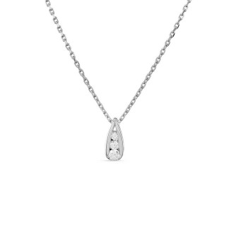 Collar de plata de 42 cm gota con 3 circonitas