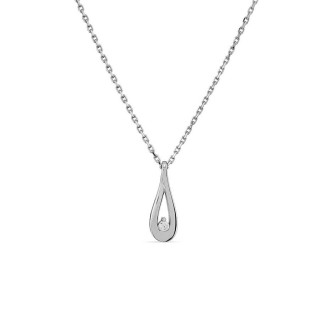 Collar de plata de 40 cm lágrima con circonitas
