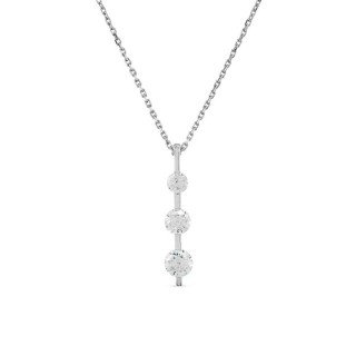 Collar de plata de 40 cm barra con 3 circonitas