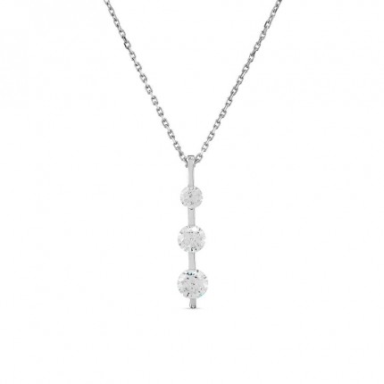 Collar de plata de 40 cm barra con 3 circonitas