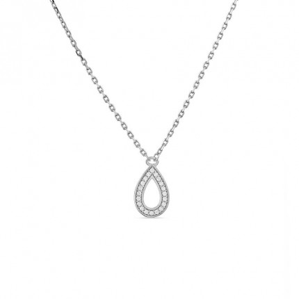 Colar em prata de 40cm gota com zircónia