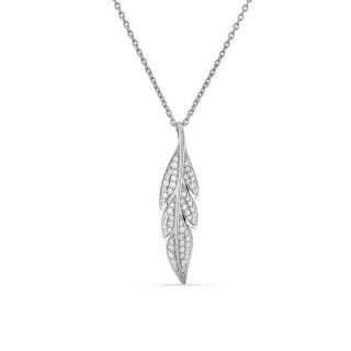 Collar de plata de 40 cm hoja con circonitas