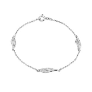 Pulsera de plata de 18 cm 3 motivos circonitas