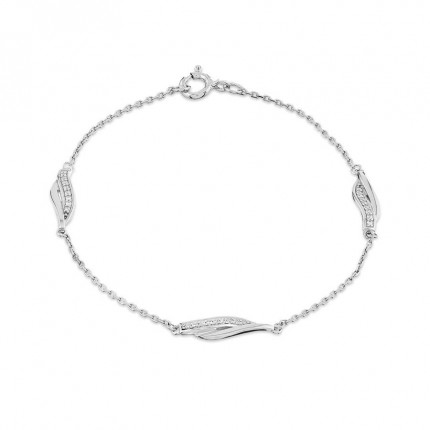 Pulseira em prata de 18 cm com 3 motivos de zircónias