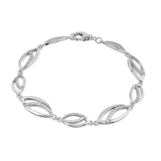 Pulseira em prata 18 cm folhas com zircónias