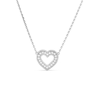 Collar de plata de ley con colgante en forma de corazón con circonitas