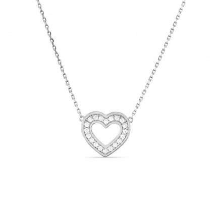 Collar de plata de ley con colgante en forma de corazón con circonitas