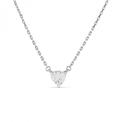 Collar de plata de ley forma corazón con circonitas