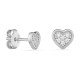 Pendientes de plata corazón con circonitas 6 x 5 mm