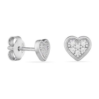 Pendientes de plata corazón con circonitas 6 x 5 mm