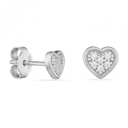 Pendientes de plata corazón con circonitas 6 x 5 mm