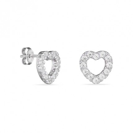 Pendientes de plata corazón con circonitas