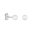 Pendientes de plata perla imitación 4 mm