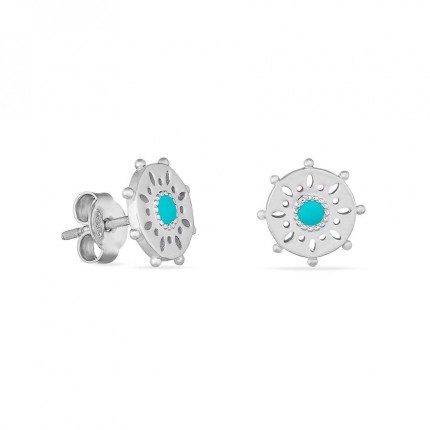Pendientes de plata lacado azul redondo
