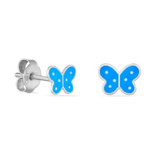 Pendientes de plata mariposas azules laqueadas