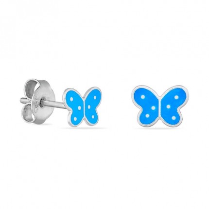 Pendientes de plata mariposas azules laqueadas