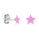 Pendientes de plata estrellas rosas laqueadas