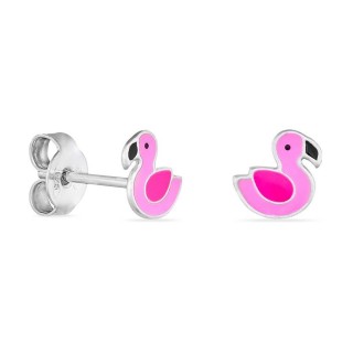 Brincos em prata lacados patinhos rosa
