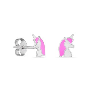 Pendientes de plata unicornios rosas laqueados