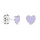 Pendientes de plata corazones lilas laqueados