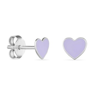 Pendientes de plata corazones lilas laqueados