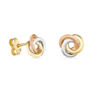 Pendientes de oro 18K tricolor diseño círculos entrelazados