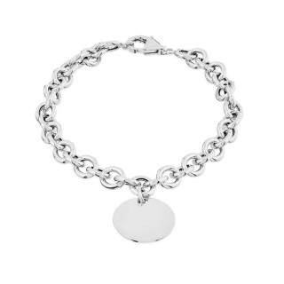 Pulsera de plata de 19 cm con chapa colgante