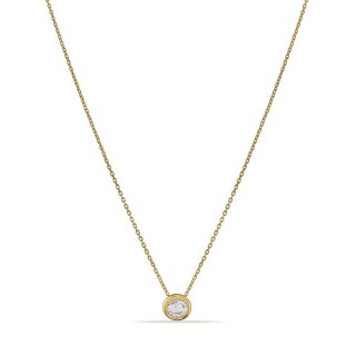 Colar em ouro amarelo 9K de 42 cm e pendente de zircónia chaton