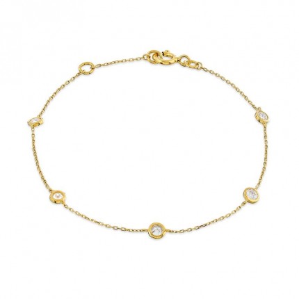 Pulsera de oro amarillo de 9K con 5 circonitas